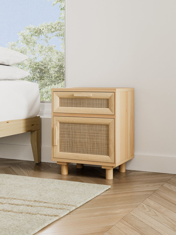 Bardon Rattan Wooden Bedside Table 2pcs