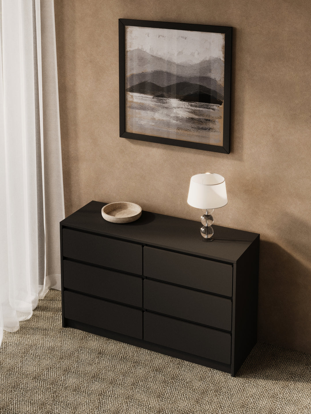 Georgie Black 6-Drawer Dresser