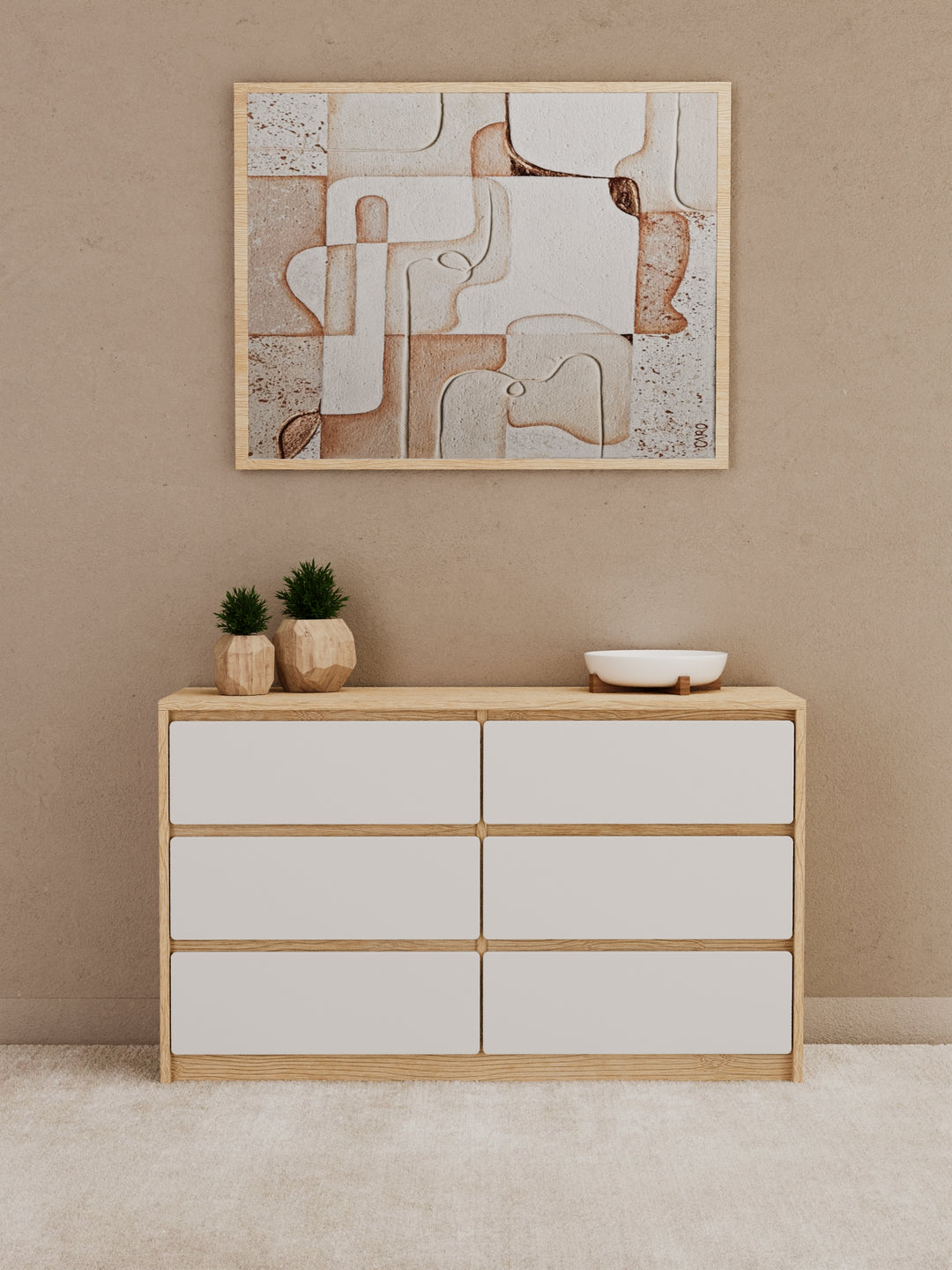 Georgie Natural & White 6-Drawer Dresser