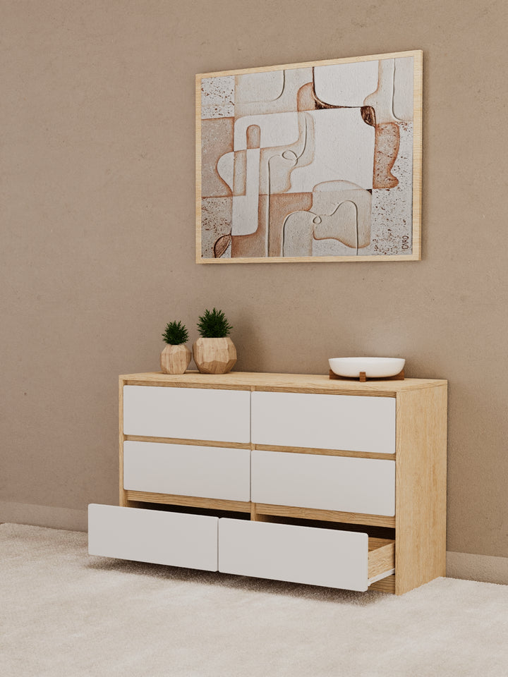 Georgie Natural & White 6-Drawer Dresser