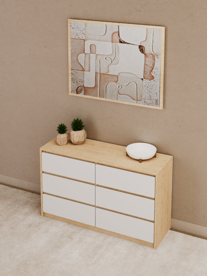 Georgie Natural & White 6-Drawer Dresser