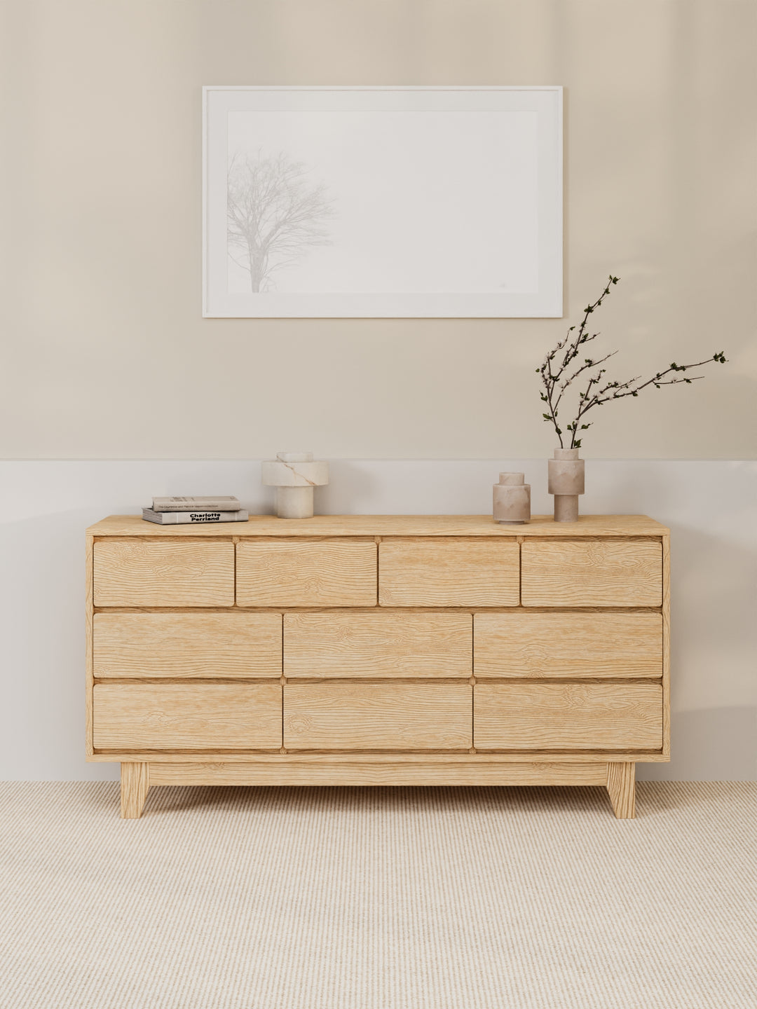 Georgie Natural Oak Lowboy 10-Drawer Dresser