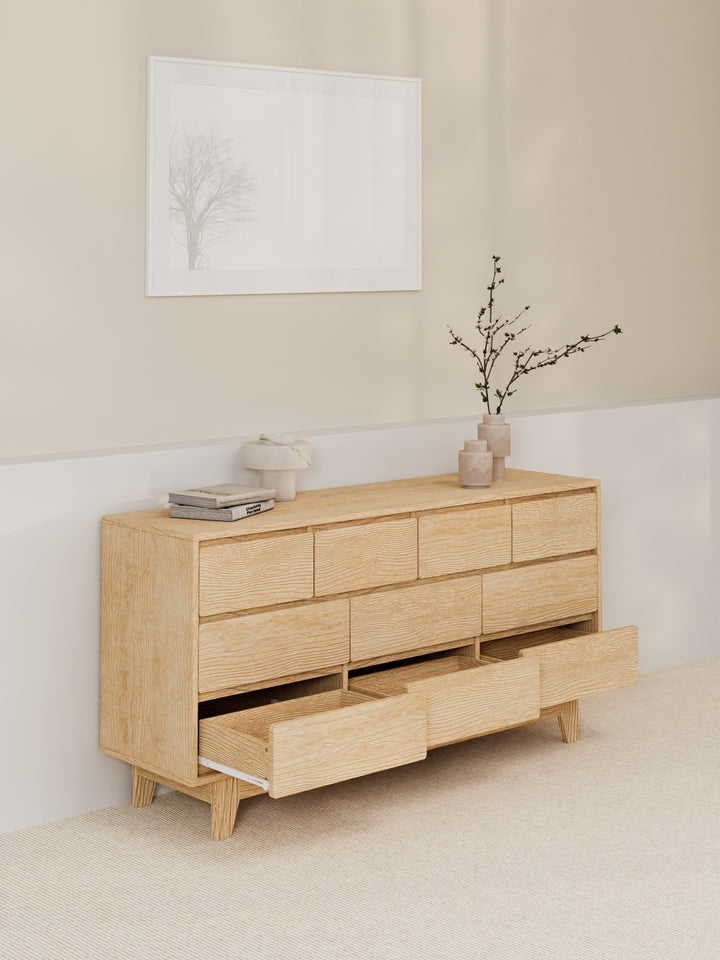Georgie Natural Oak Lowboy 10-Drawer Dresser