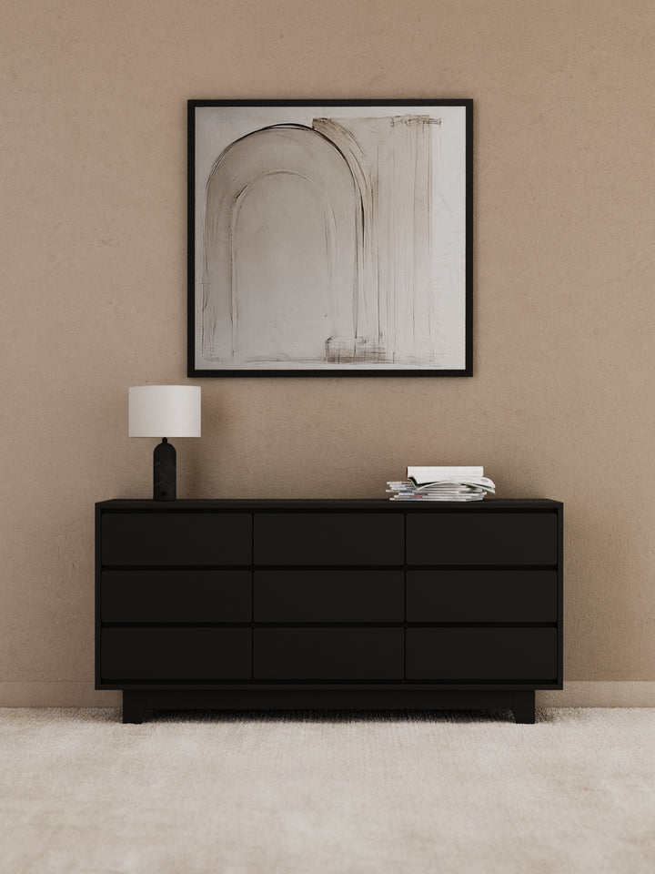 Georgie Black Lowboy 9-Drawer Dresser