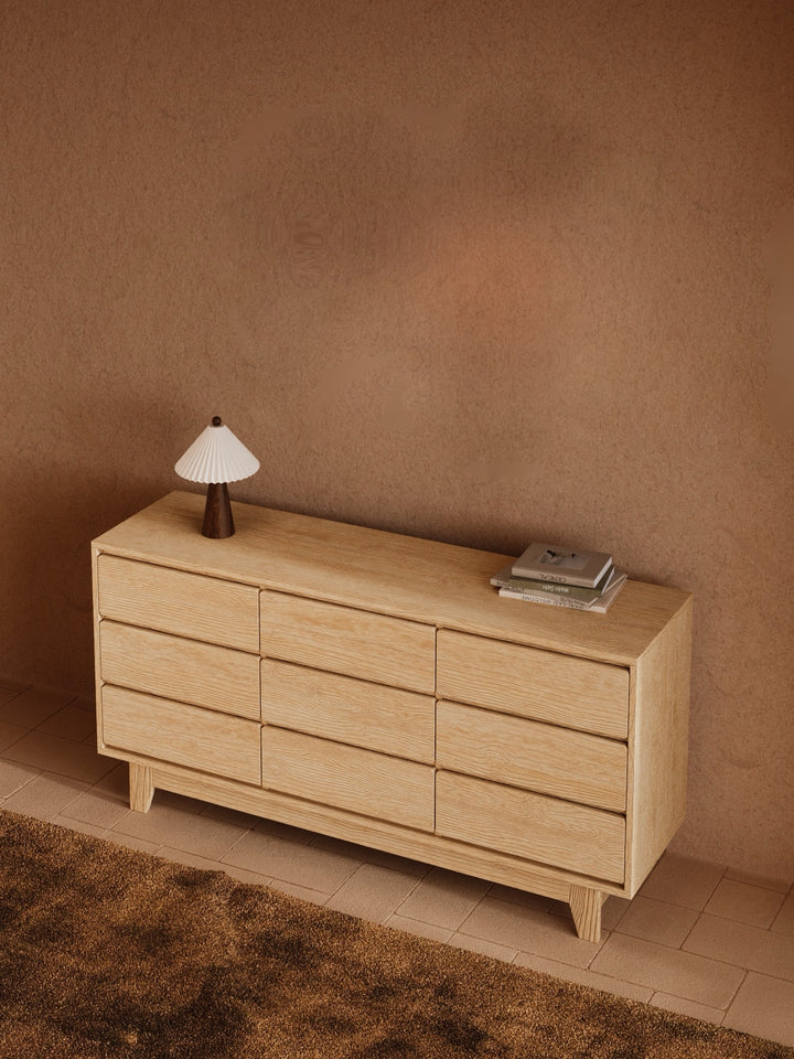 Georgie Natural Oak Lowboy 9-Drawer Dresser