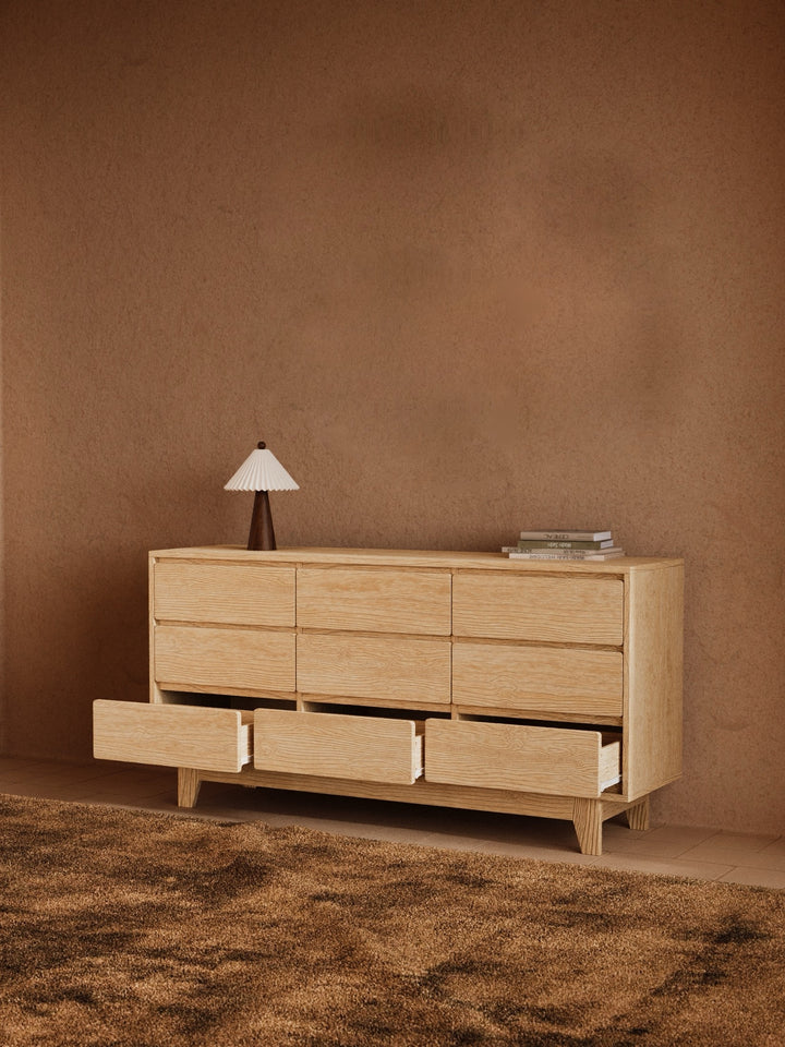 Georgie Natural Oak Lowboy 9-Drawer Dresser