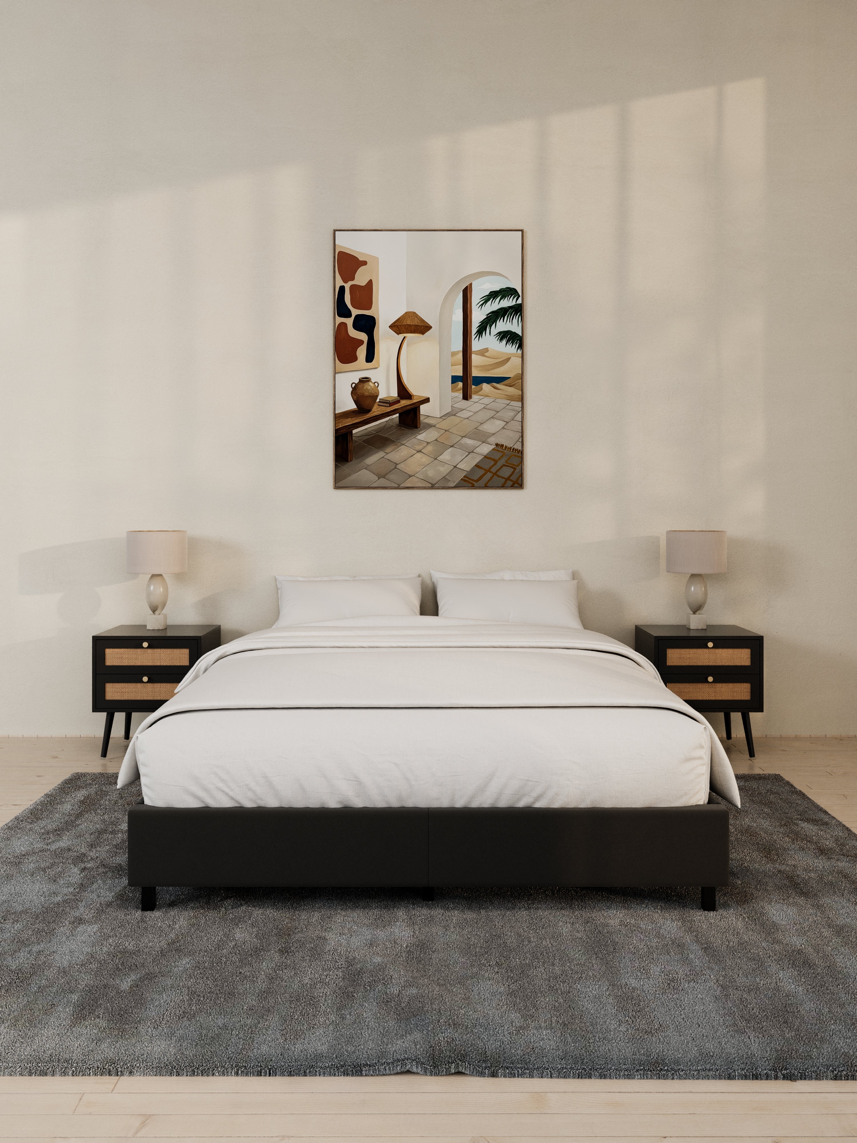 Lewis Charcoal Fabric Bed Base