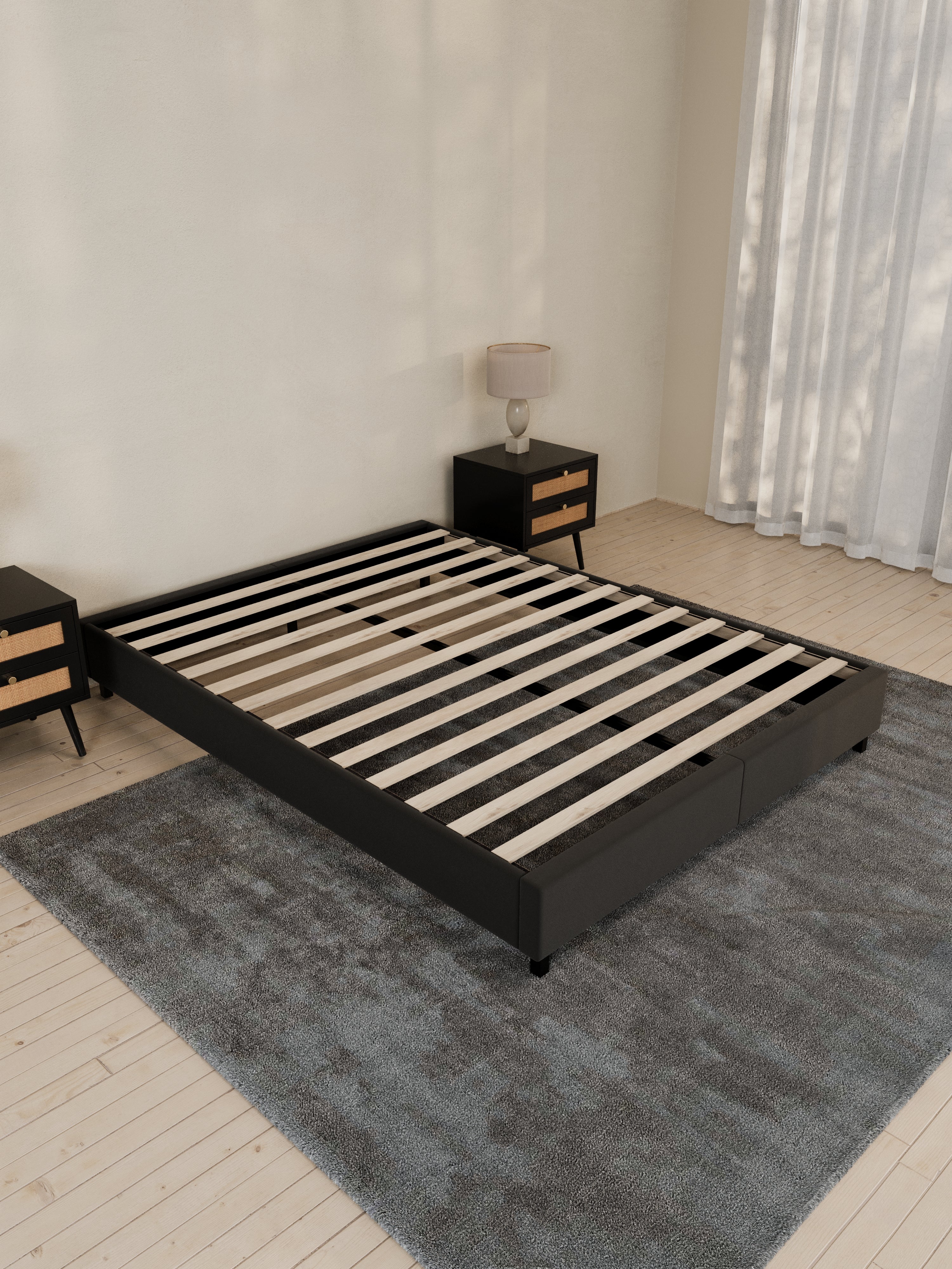 Lewis Charcoal Fabric Bed Base