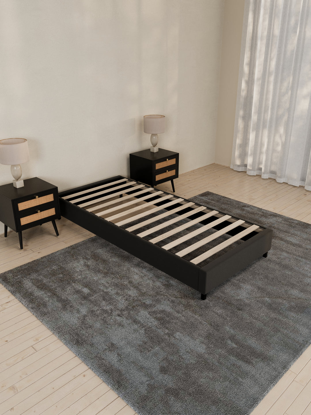 Lewis Charcoal Fabric Bed Base