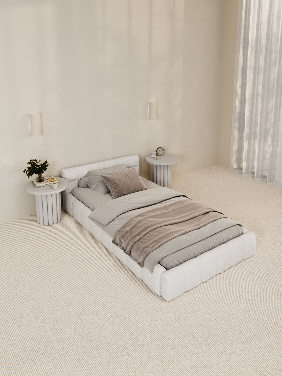 Marshmallow White Cloud Boucle Bed Frame