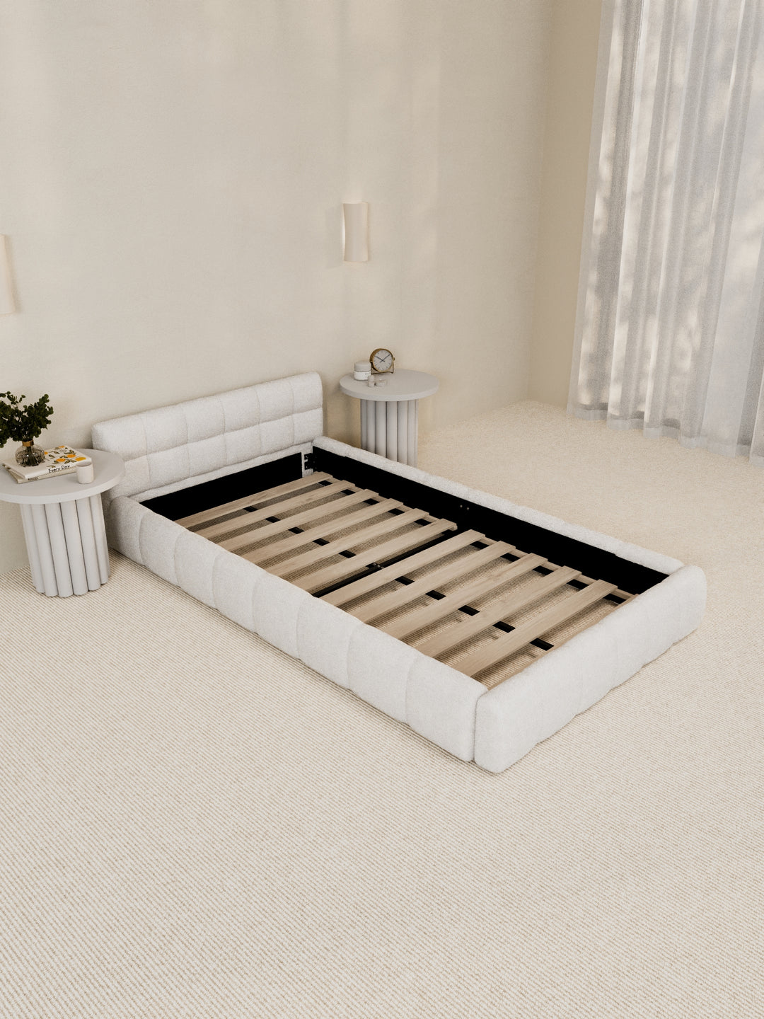 Marshmallow White Cloud Boucle Bed Frame