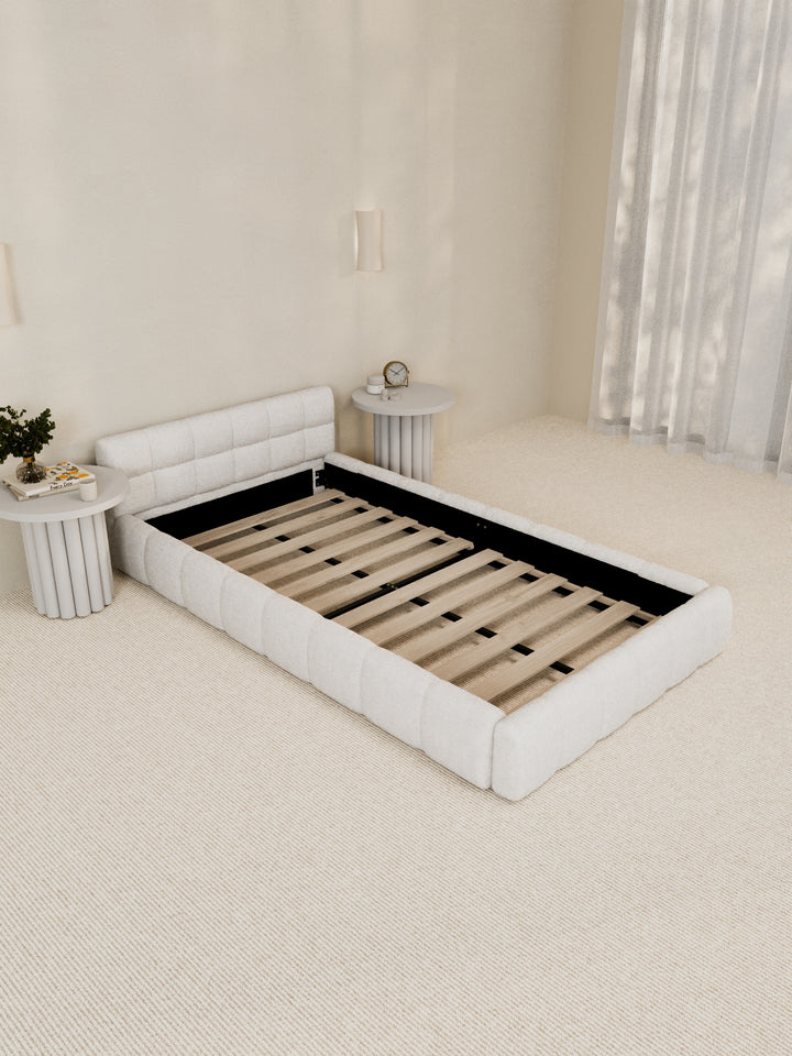 Marshmallow White Cloud Boucle Bed Frame