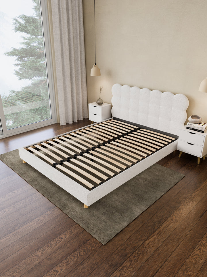 Alysha White Boucle Bed Frame