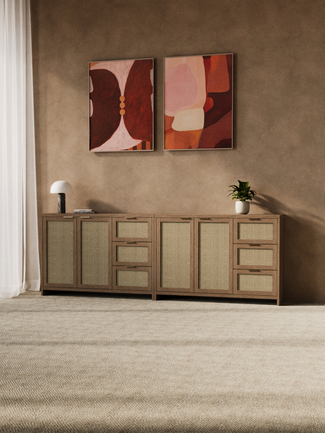 Alana Natural Rattan Sideboard Cabinet