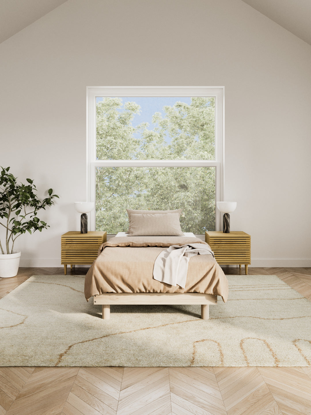 Albert Natural Wooden Rounded Bed Base