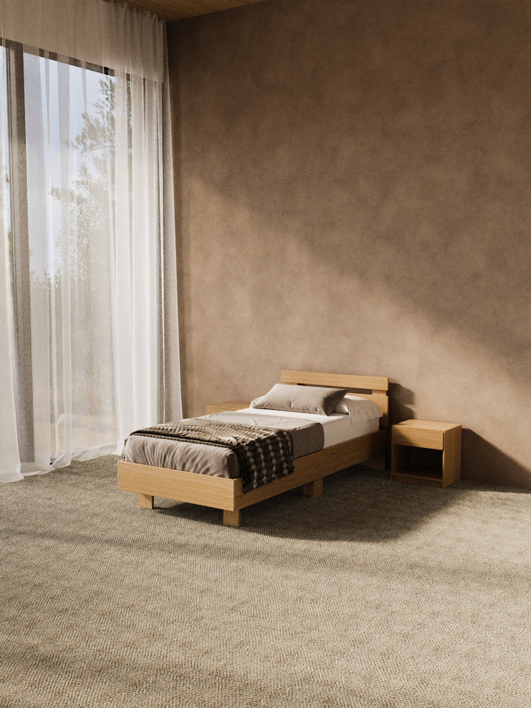 Alex Natural Timber Bed Frame