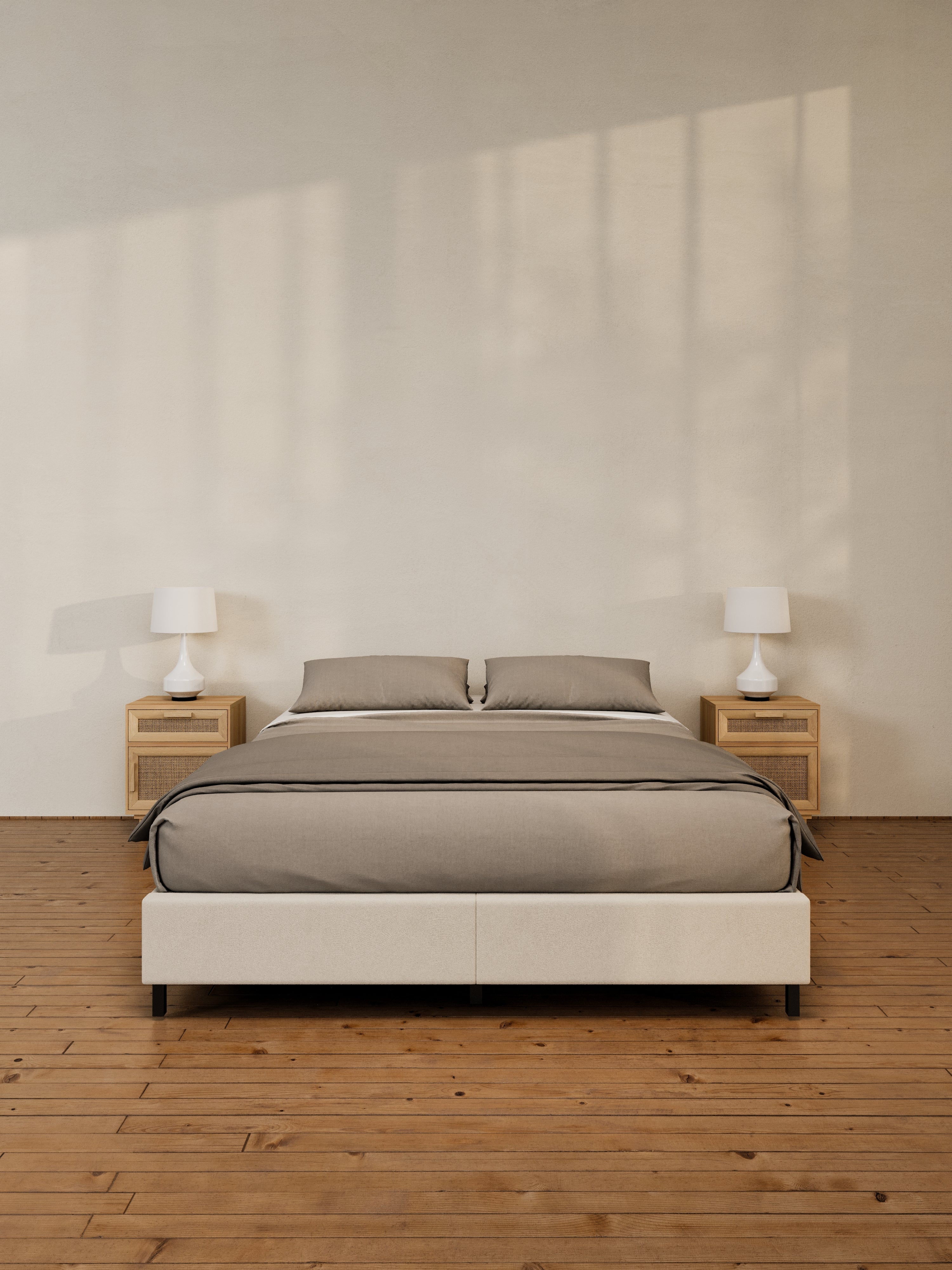 Amara Natural Beige Fabric Bed Base