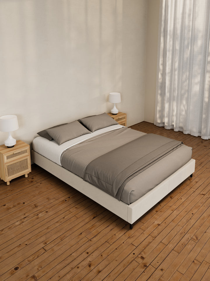 Amara Natural Beige Fabric Bed Base