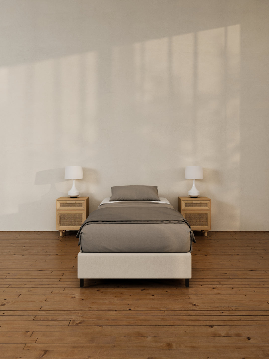 Amara Natural Beige Fabric Bed Base