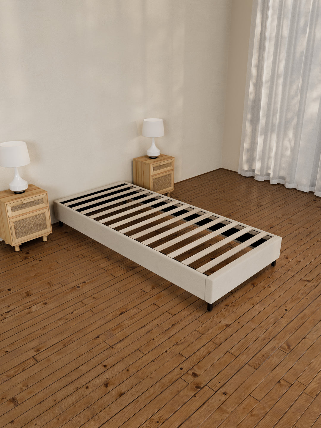 Amara Natural Beige Fabric Bed Base