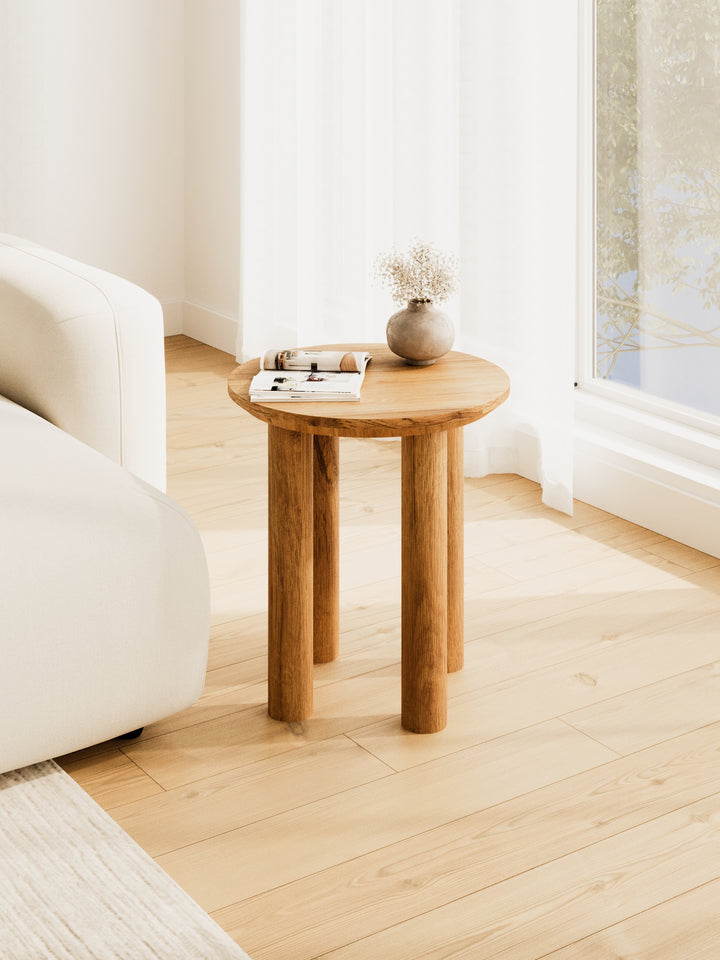 Asher Natural Round Wooden Side Table