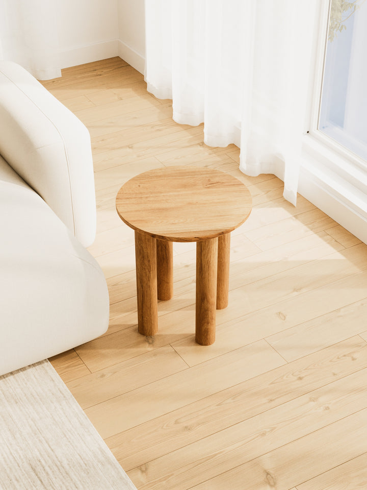 Asher Natural Round Wooden Side Table