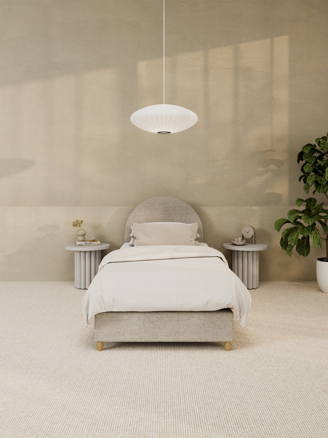 Carla Curve Beige Bed Frame