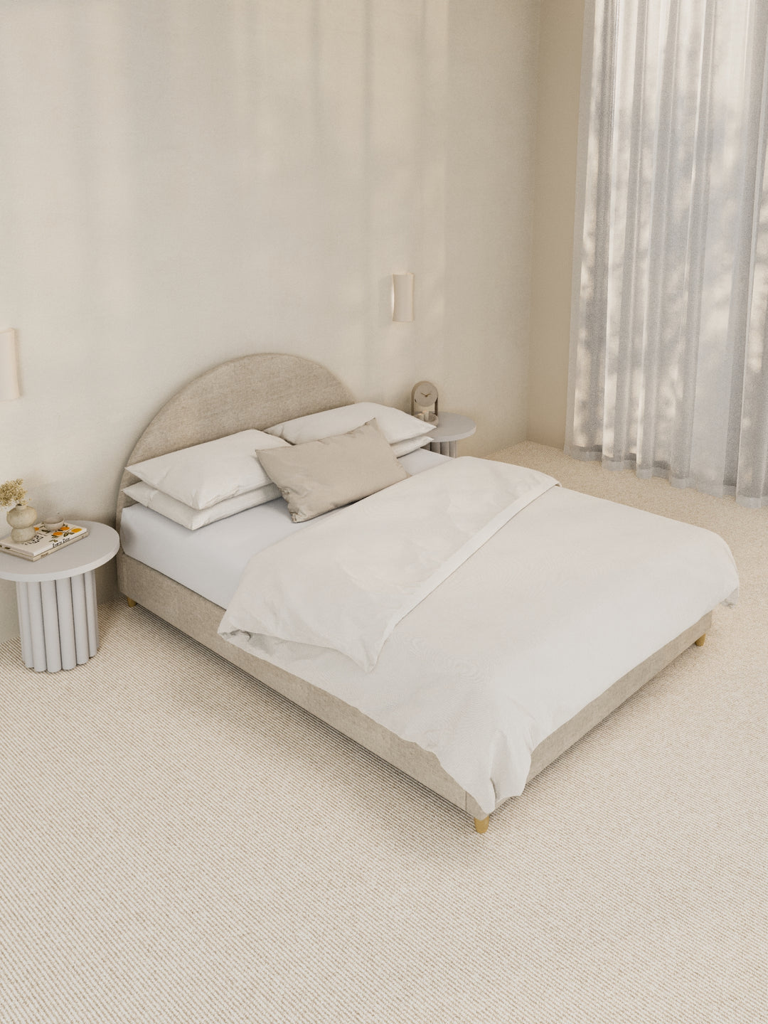 Carla Curve Beige Bed Frame