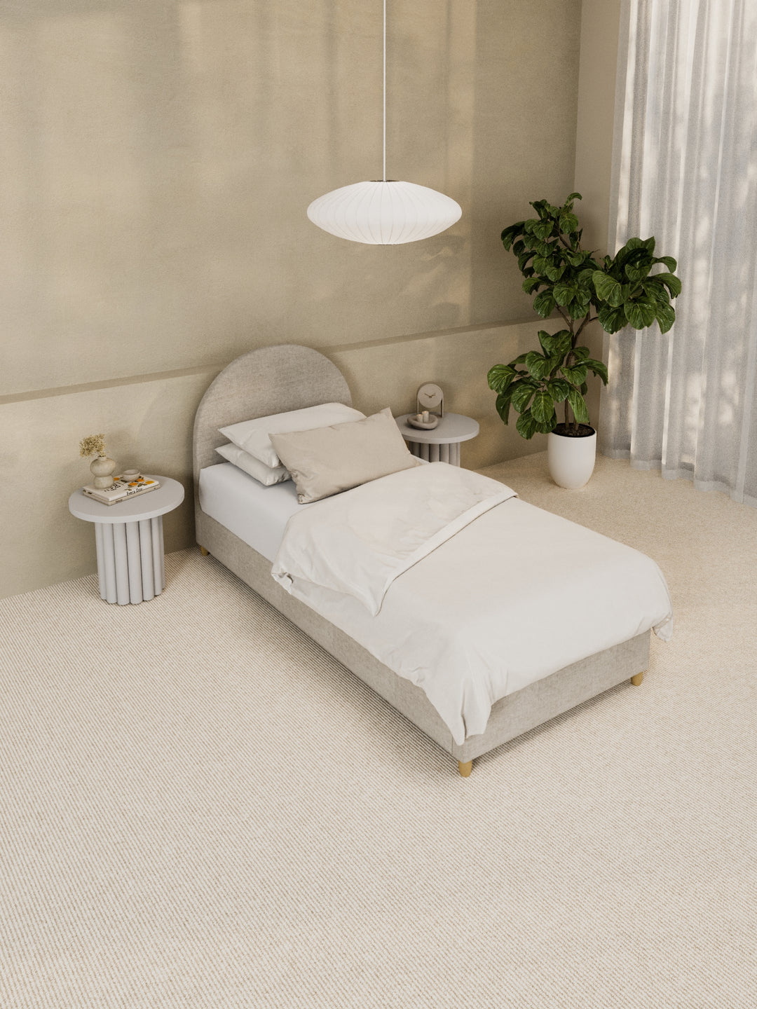 Carla Curve Beige Bed Frame