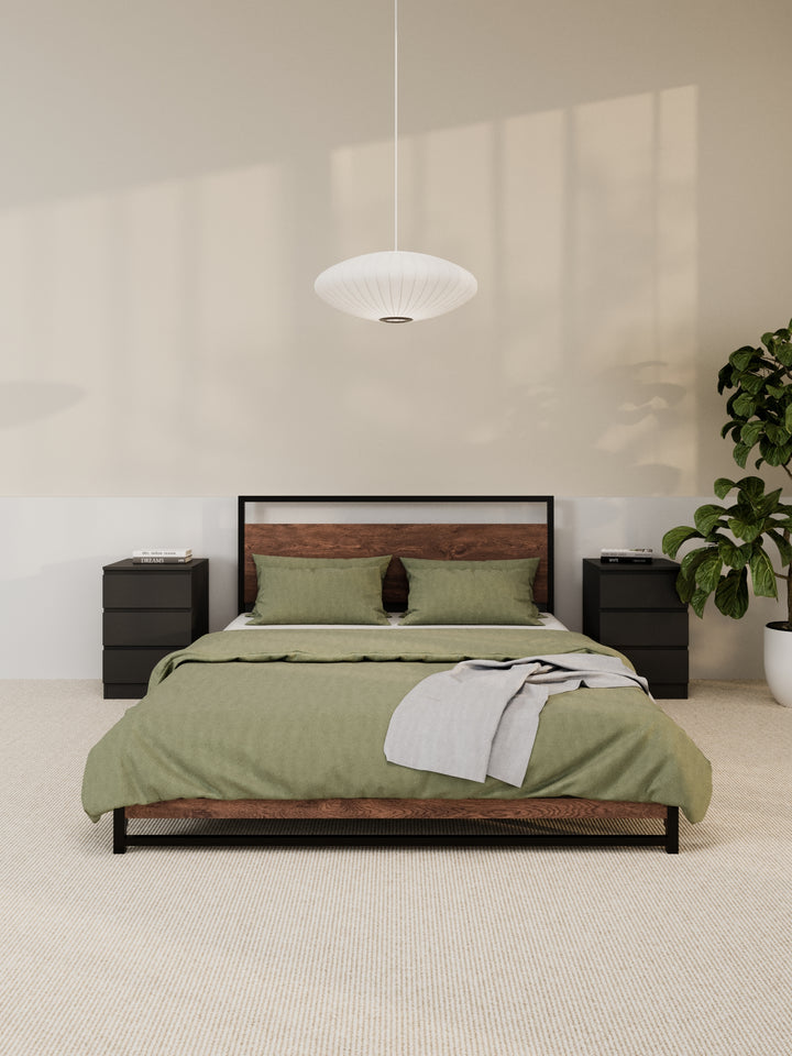 Cedar Metal Wooden Bed Frame