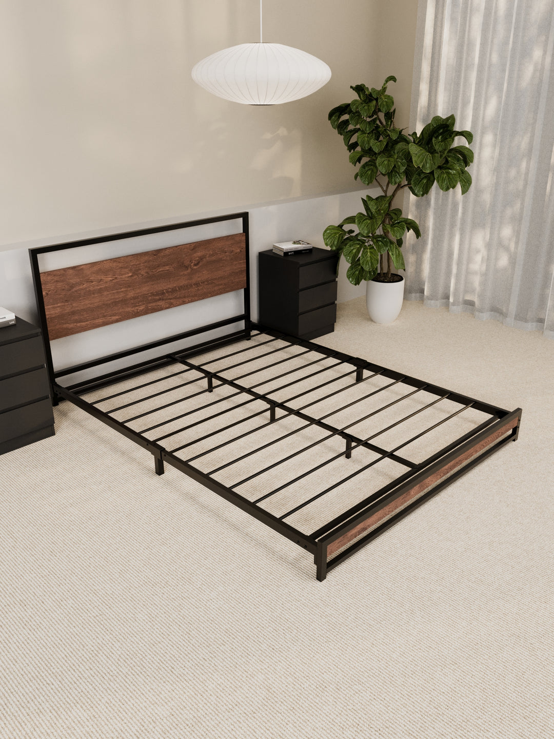 Cedar Metal Wooden Bed Frame