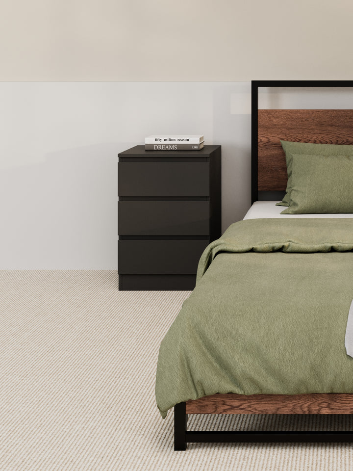 Grace Black Modern Bedside Table