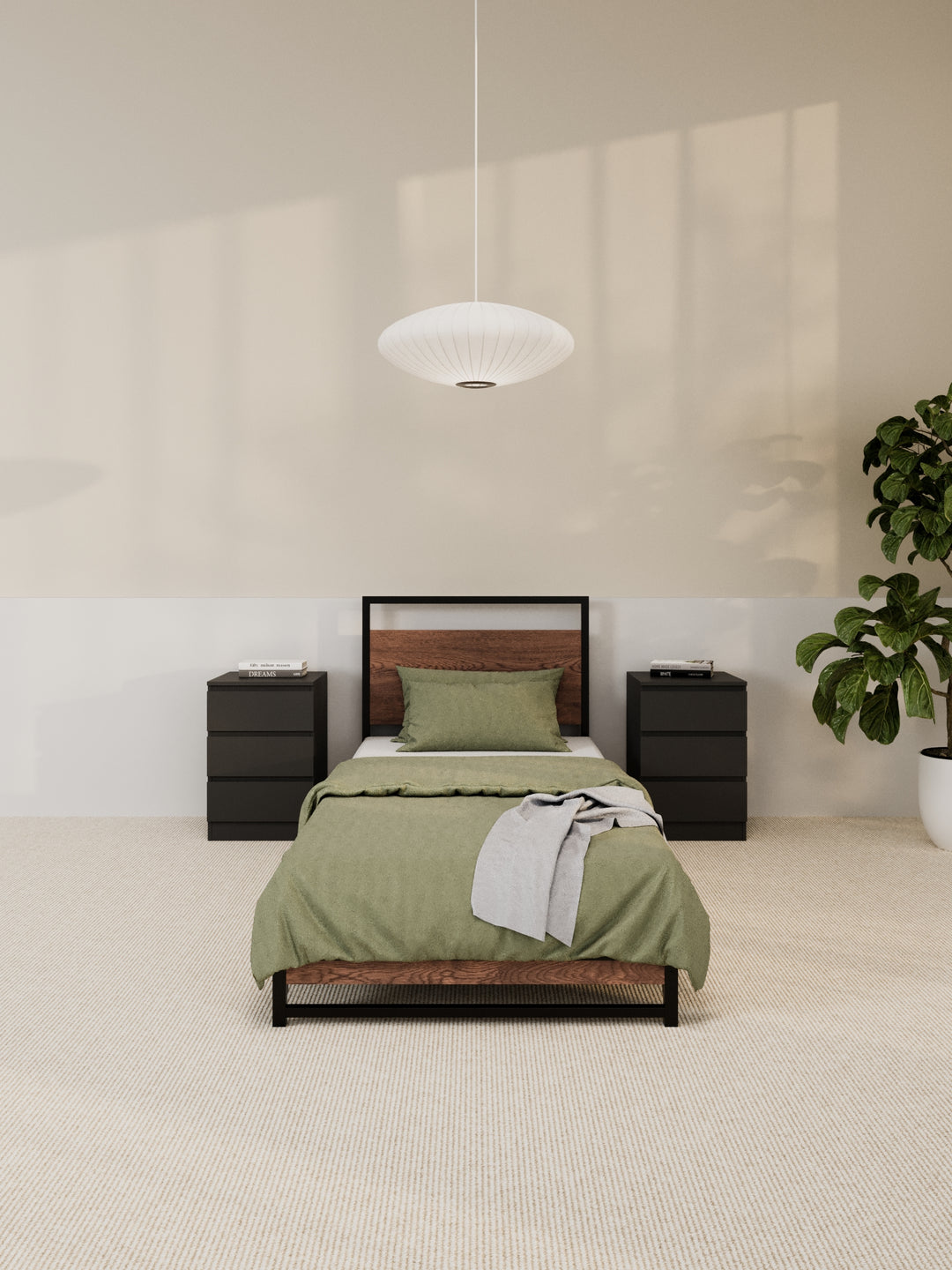 Cedar Metal Wooden Bed Frame