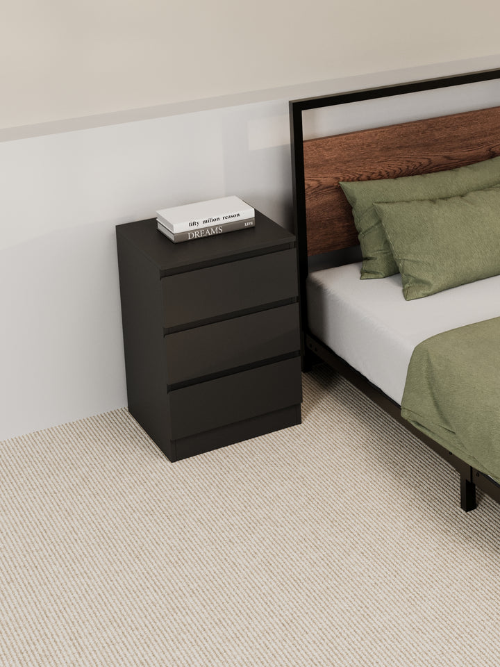 Grace Black Modern Bedside Table