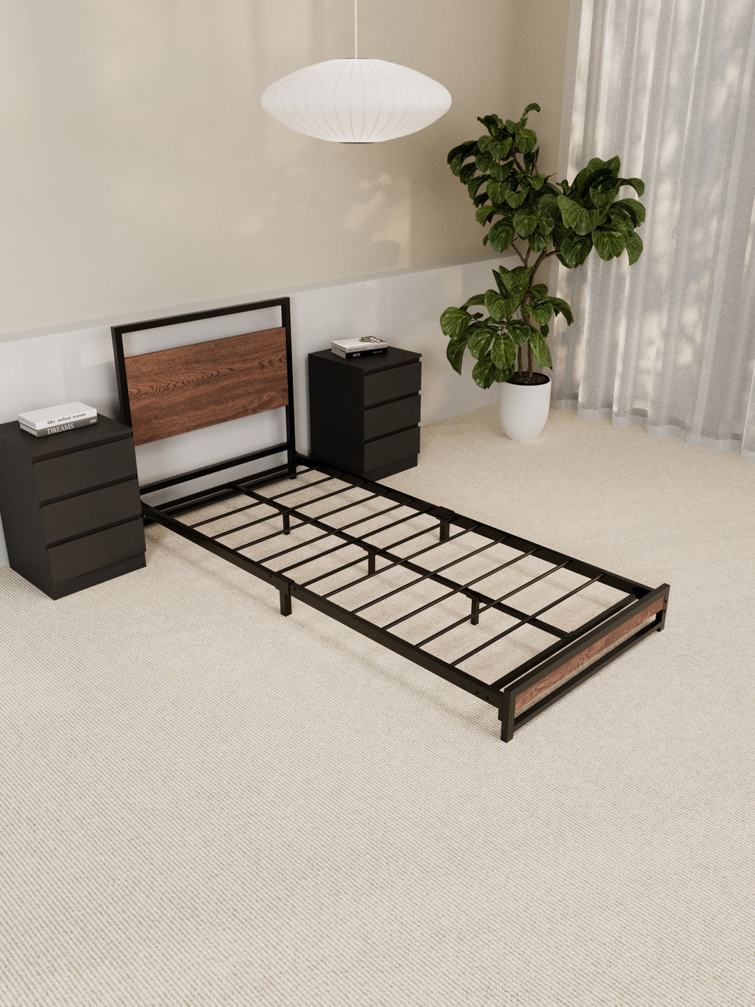 Cedar Metal Wooden Bed Frame