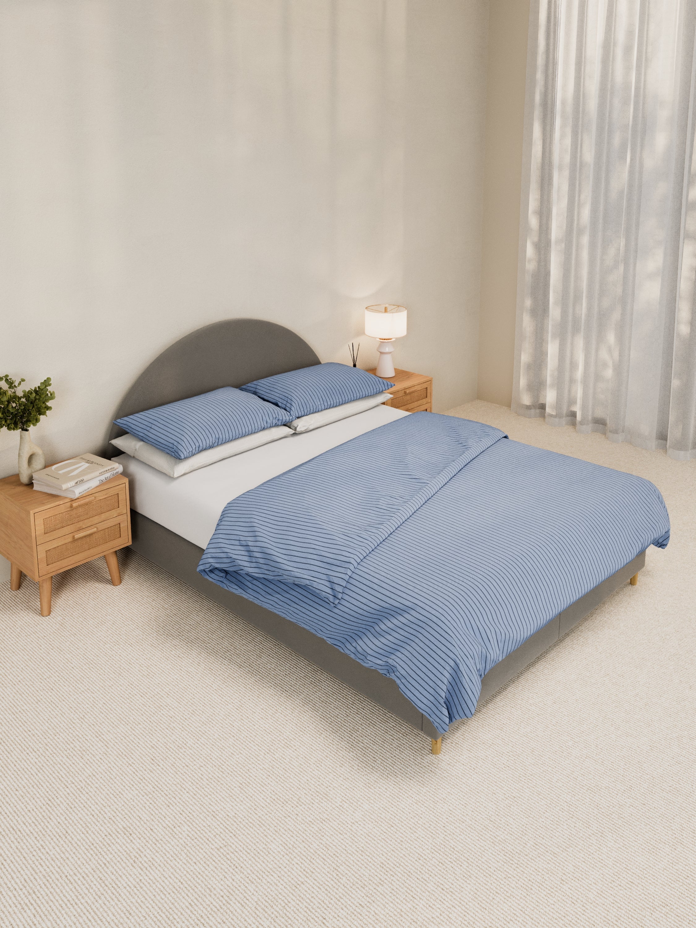 Charlie Curve Grey Fabric Bed Frame