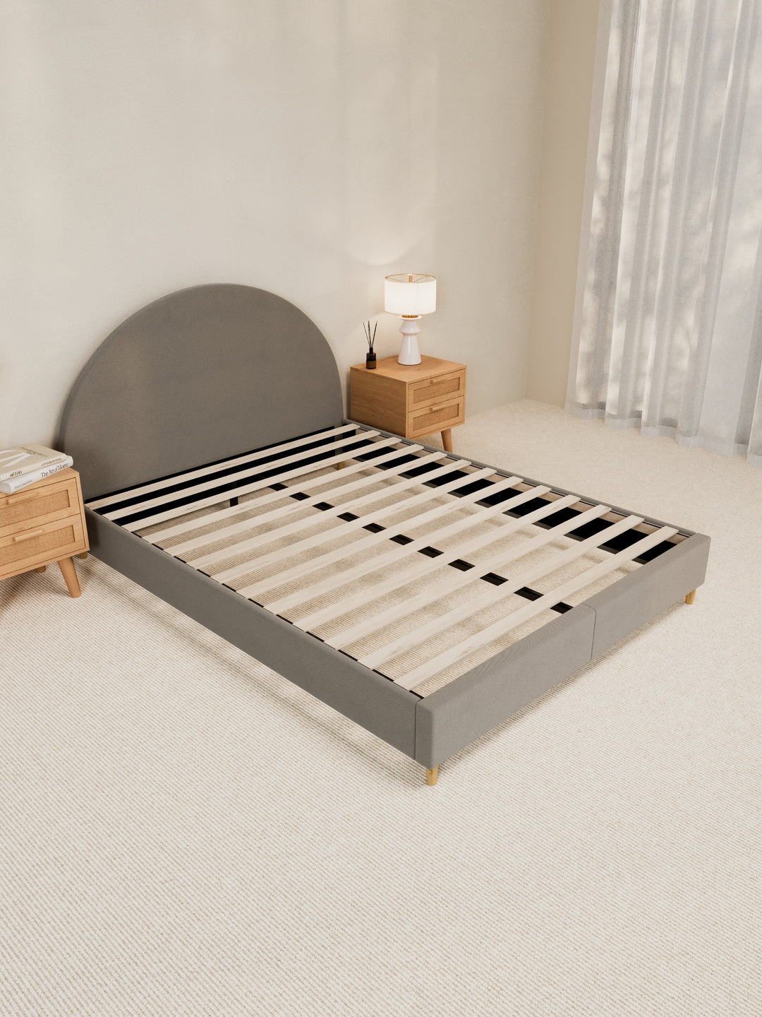 Charlie Curve Grey Fabric Bed Frame