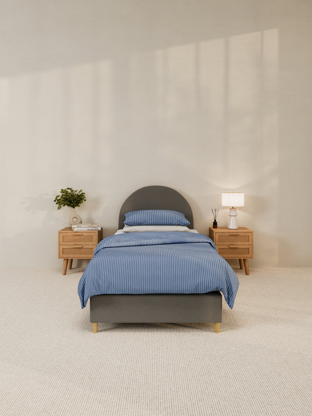 Charlie Curve Grey Fabric Bed Frame