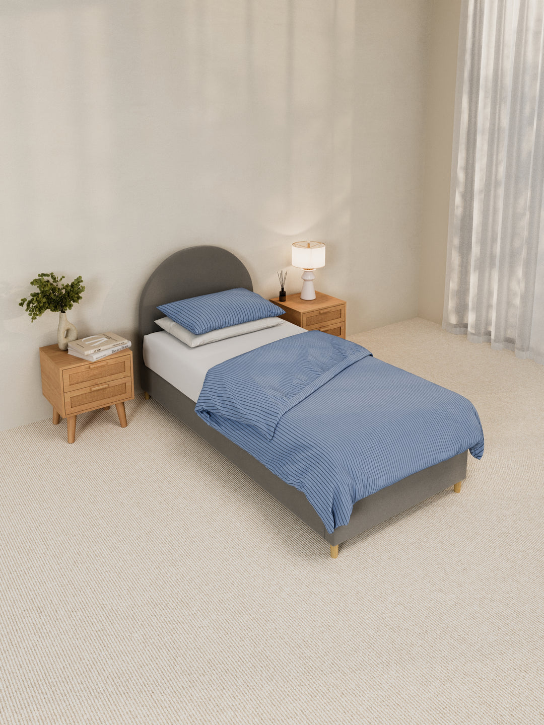 Charlie Curve Grey Fabric Bed Frame