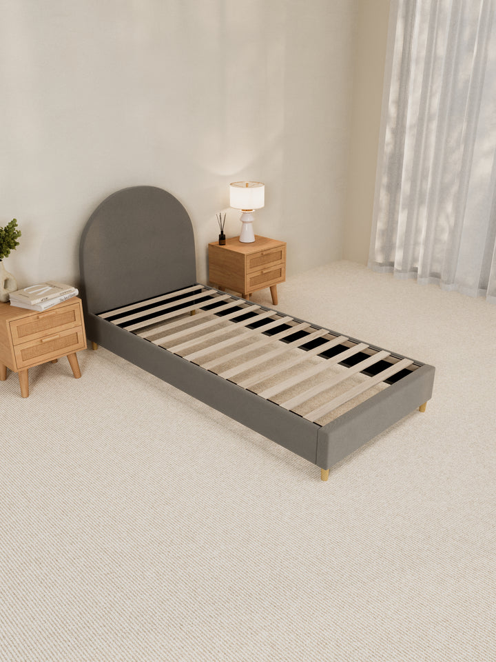 Charlie Curve Grey Fabric Bed Frame