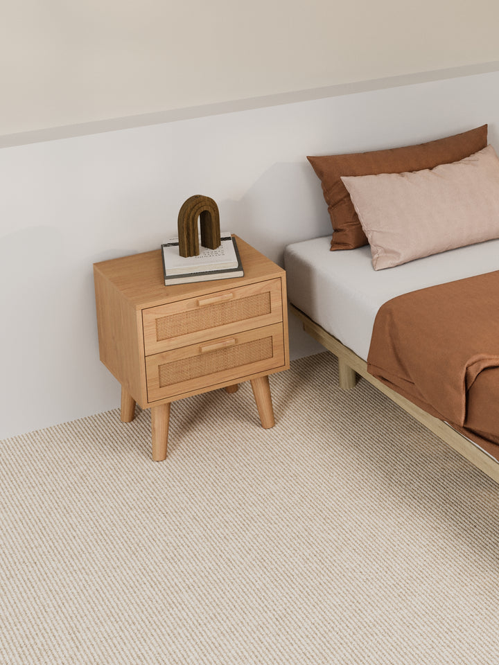 Nina Rattan Wooden Bedside Table