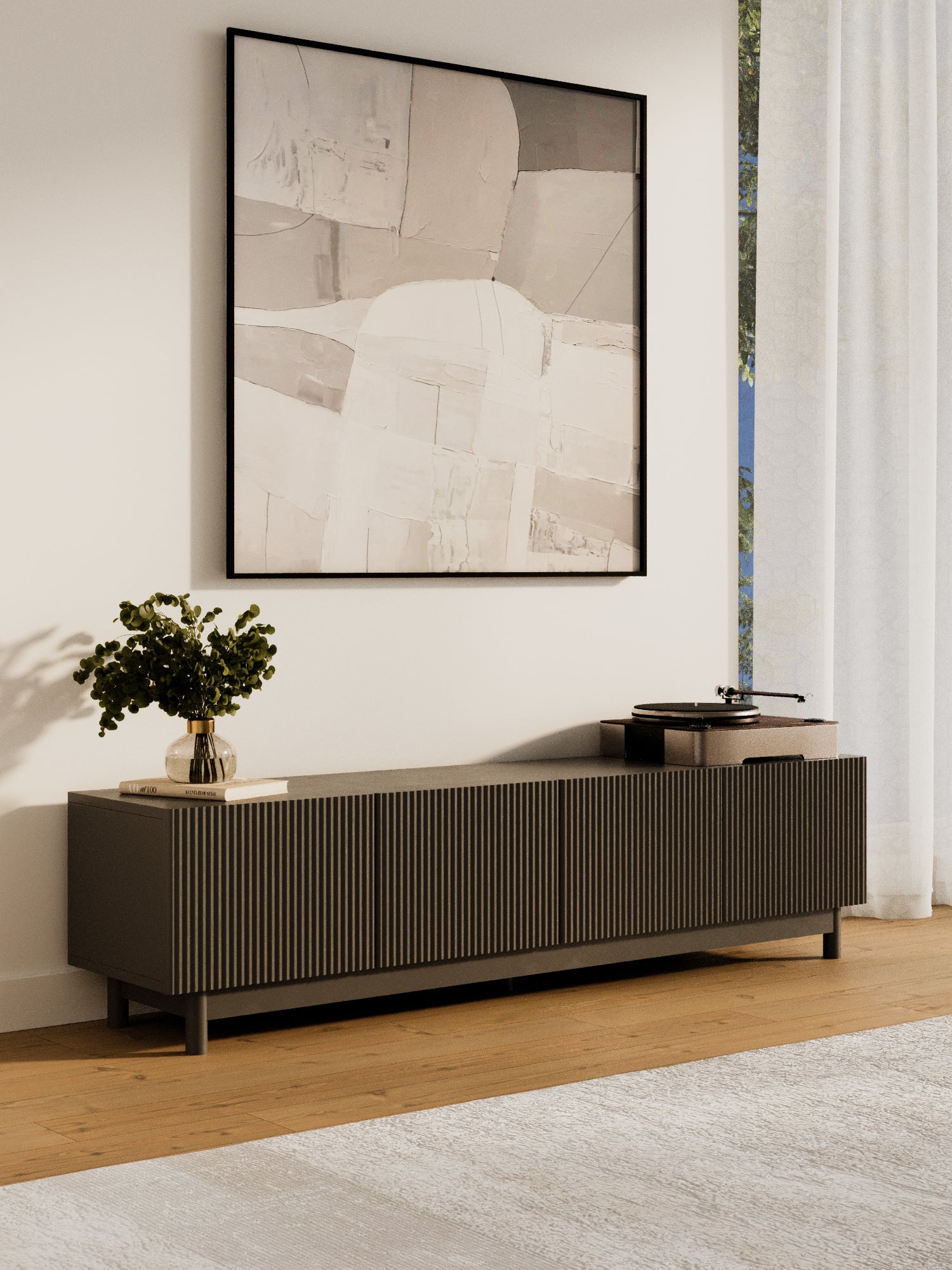 Fiano Premium Black Entertainment Unit 180cm