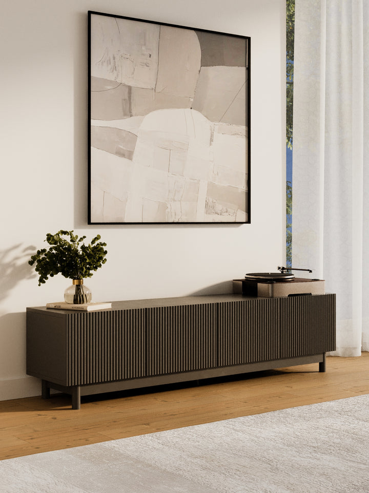 Fiano Premium Black Entertainment Unit 180cm