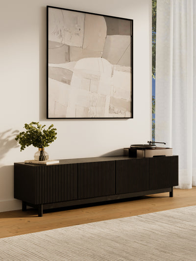 Fiano Premium Black Entertainment Unit 180cm