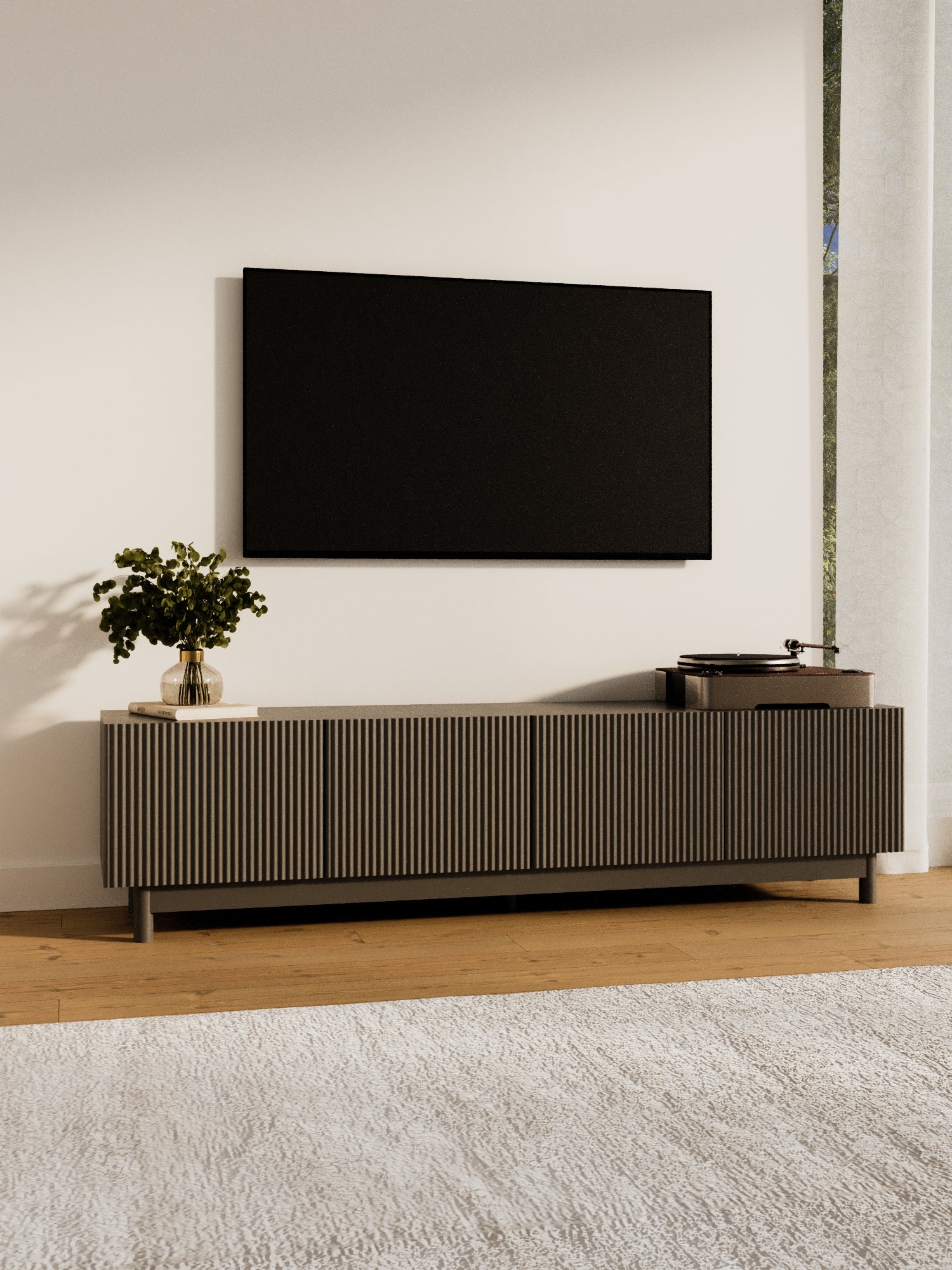 Fiano Premium Black Entertainment Unit 180cm