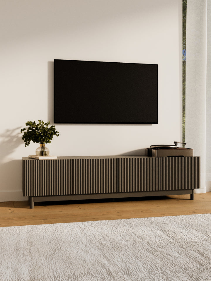 Fiano Premium Black Entertainment Unit 180cm