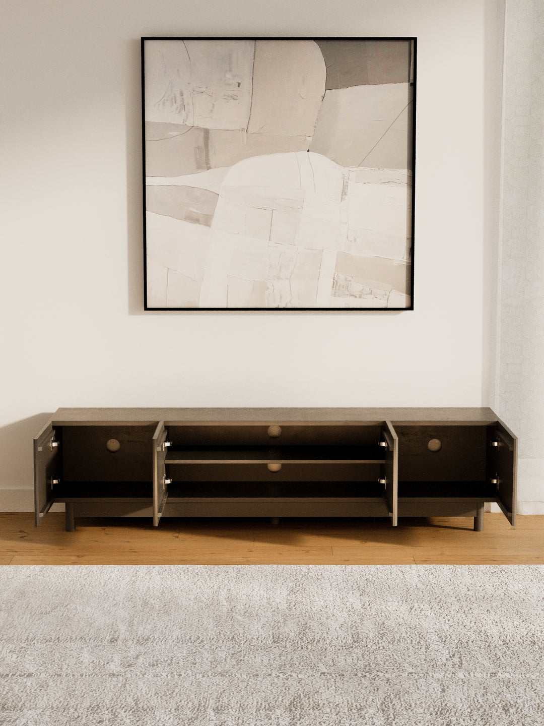 Fiano Premium Black Entertainment Unit 180cm