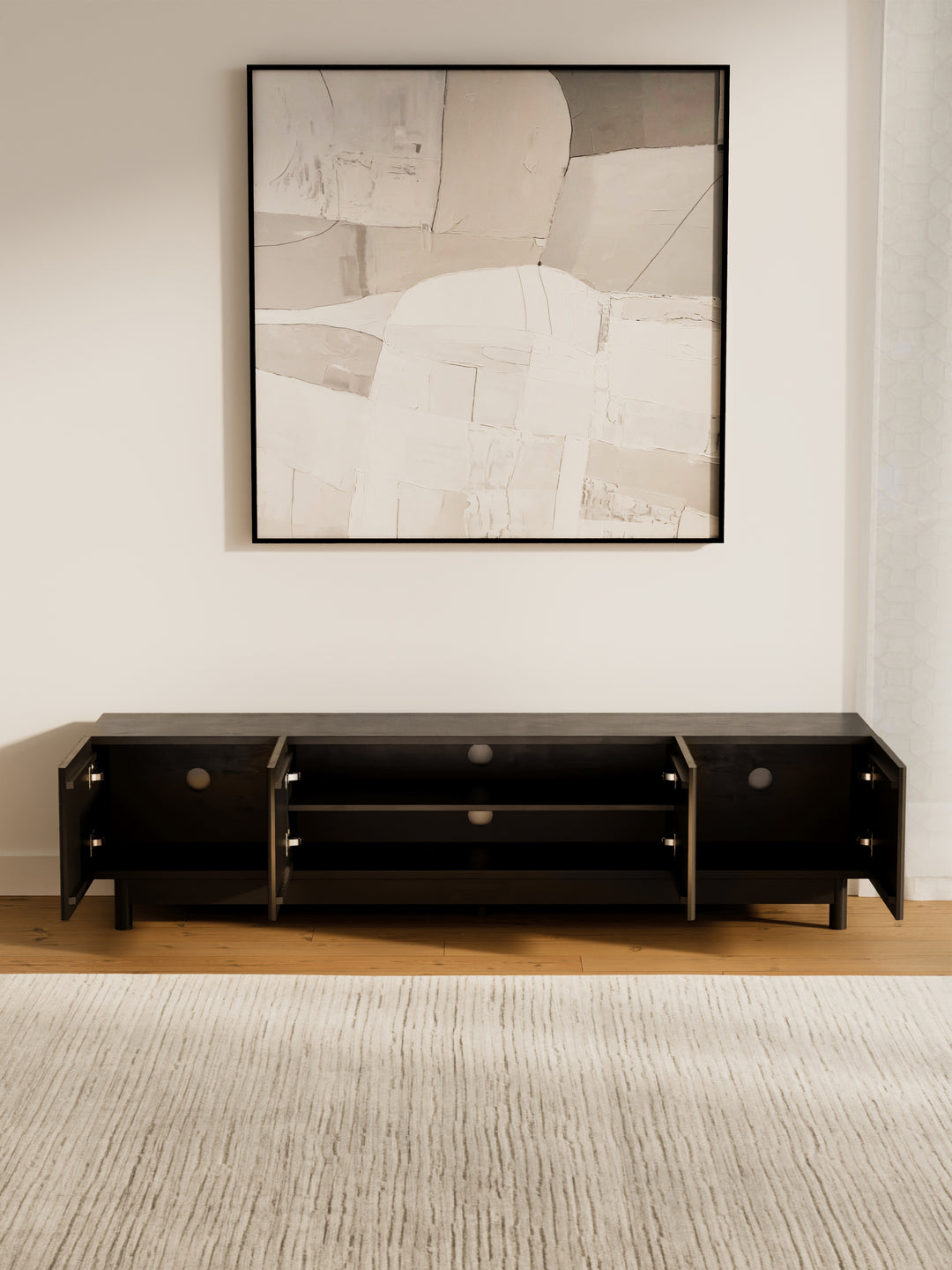 Fiano Premium Black Entertainment Unit 180cm