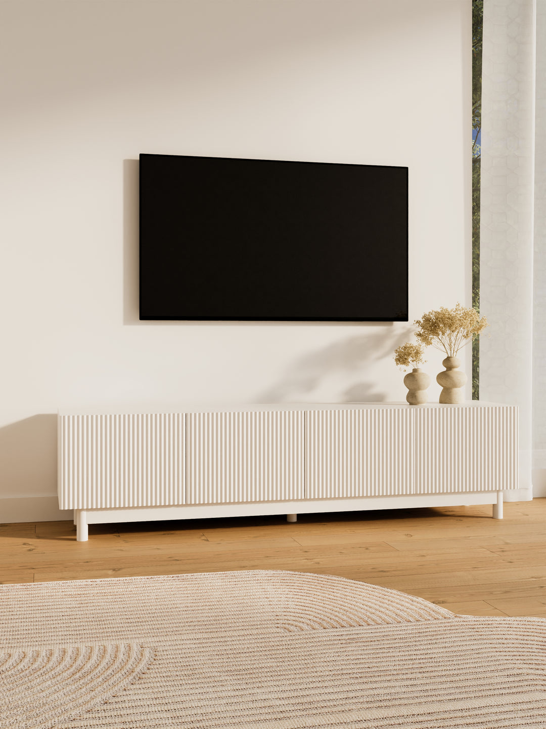 Fiano Premium White Entertainment Unit 180cm