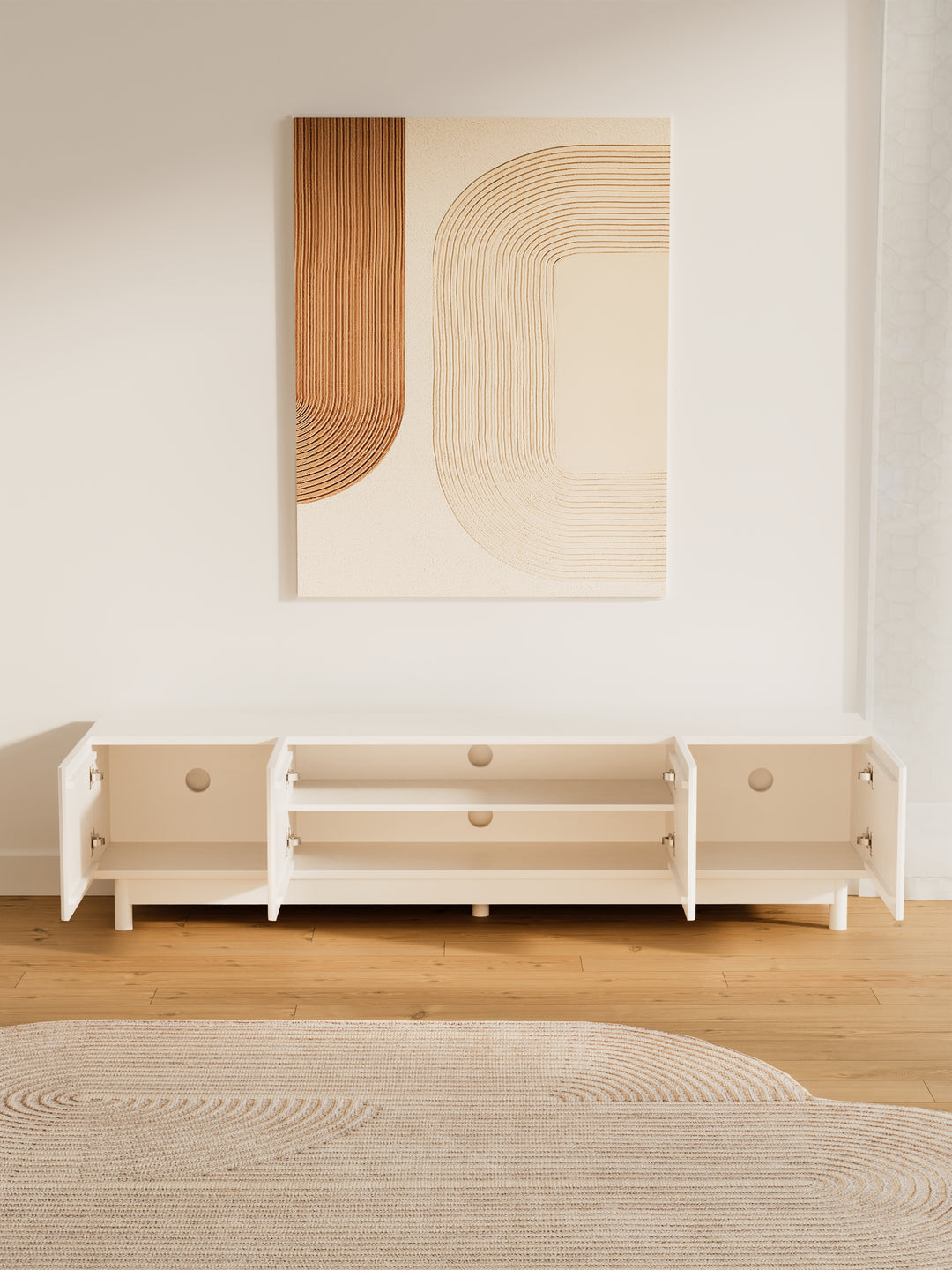 Fiano Premium White Entertainment Unit 180cm